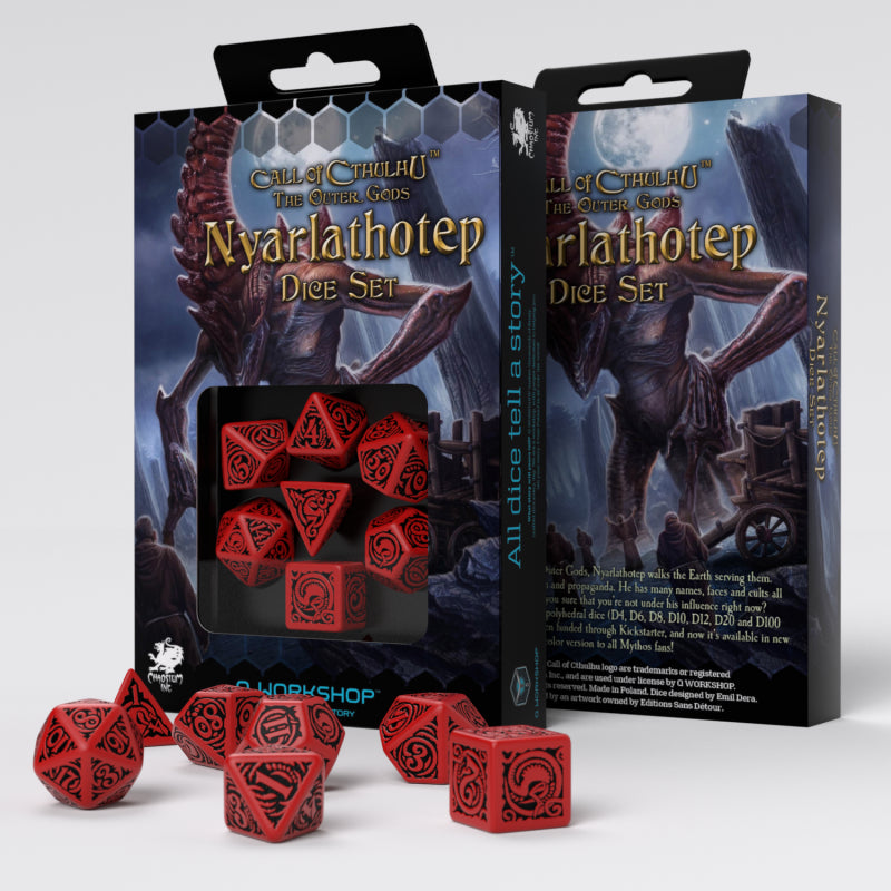 Set Dadi RPG Nyarlathotep Call of Cthulhu - Miti Horror Rosso Nero