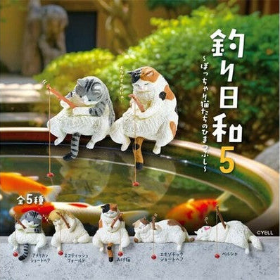 Mini Figure Gatto Pescatore Giapponese da Collezione - Set 5 Varianti Simpatiche
