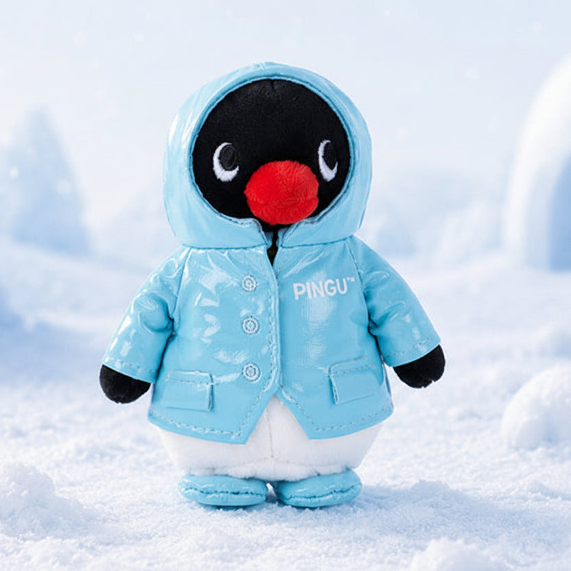 Pingu Raincoat Bag Charm Peluche Figure da Collezione Miniature 10cm