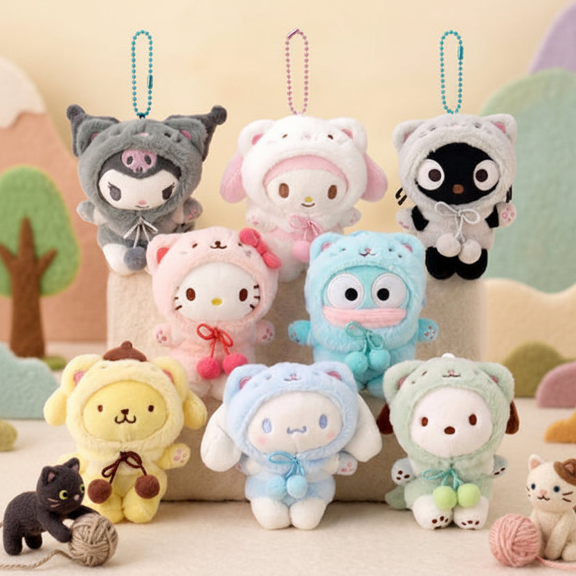 Sanrio Cat Keychain Peluche Figure da Collezione Miniature