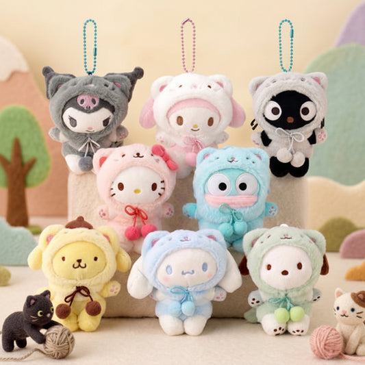 Sanrio Cat Keychain Peluche Figure da Collezione Miniature