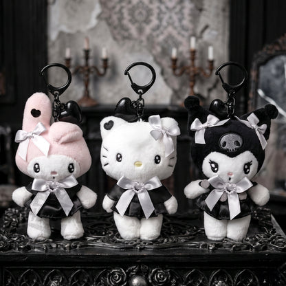 Sanrio Black Heart Bag Charm Peluche Figure da Collezione Miniature