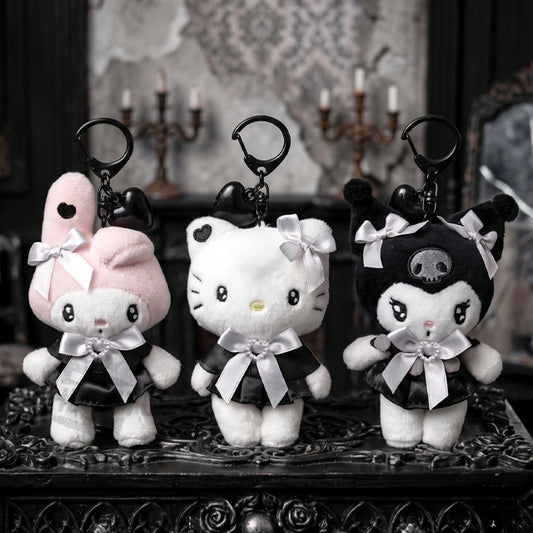Sanrio Black Heart Bag Charm Peluche Figure da Collezione Miniature