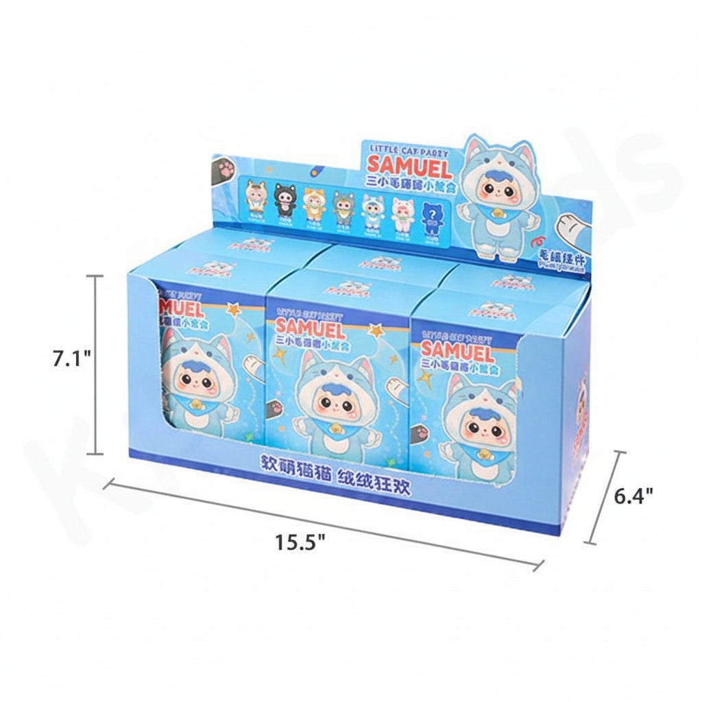 Adorabili Gatti Peluche Samuel: Scatola a Sorpresa Festa, Morbide Figure da Collezione