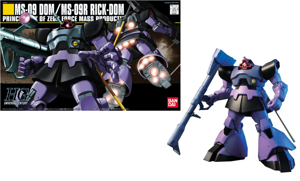 GUNDAM - HGUC MS-09 Dom/MS-09R Rick-Dom 1/144 - Kit di Modello