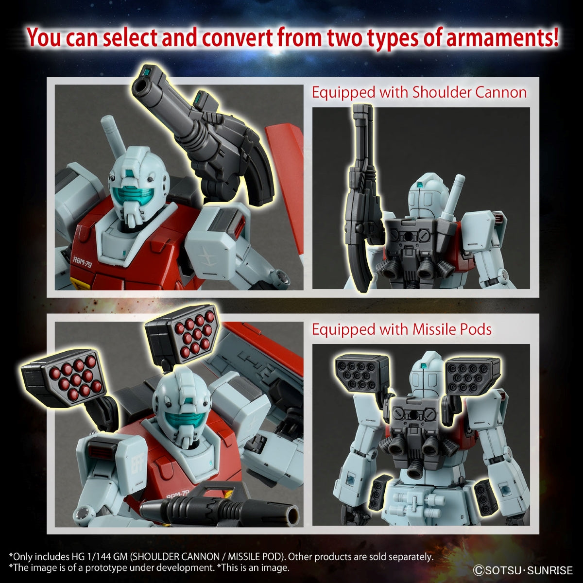 GUNDAM - HG 1/144 GM (Shoulder Cannon / Missile Pod) - Model Kit