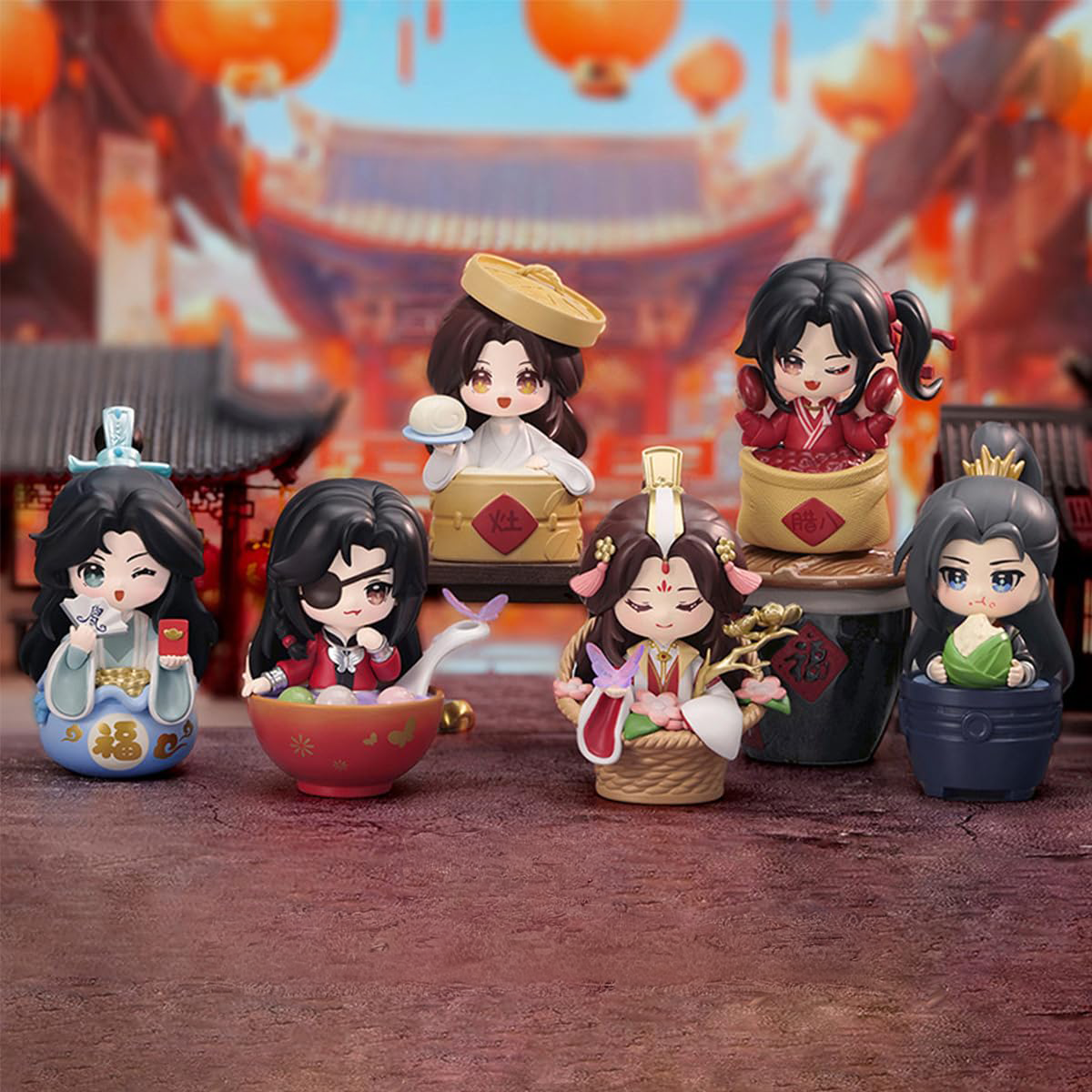 Set Display 6 Figure Heaven Official's Blessing Festival Group Portrait