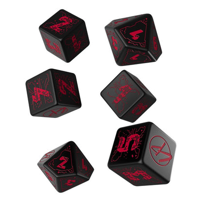 Set Dadi Essenziali Cyberpunk Red: Night City, 6 Pezzi, Neri e Rossi