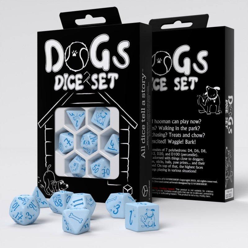 Set Dadi RPG DOGS Max Blu: Avventura Poliedrica con Simpatici Cuccioli