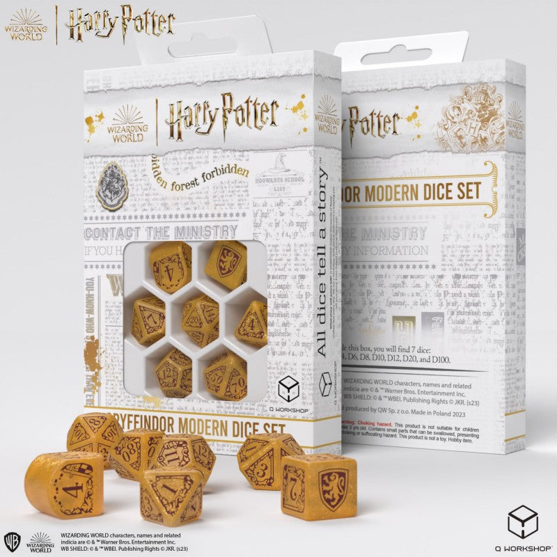 Set Dadi Moderni Harry Potter Grifondoro Oro Scintillante per Giochi di Ruolo