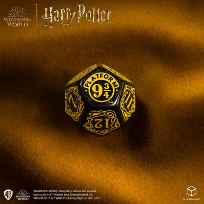 Set Dadi Moderni Harry Potter Tassorosso Nero Brillante per Giochi di Ruolo