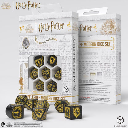 Set Dadi Moderni Harry Potter Tassorosso Nero Brillante per Giochi di Ruolo