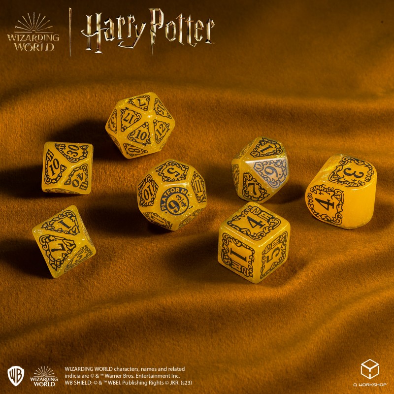 Set Dadi Moderni Harry Potter Tassorosso Giallo Scintillante per RPG e D&D