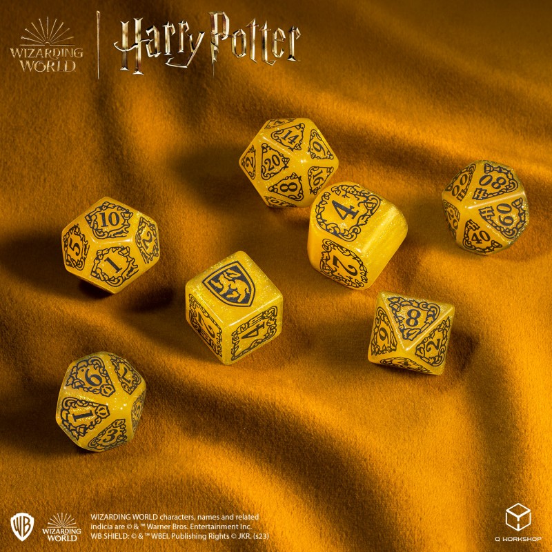Set Dadi Moderni Harry Potter Tassorosso Giallo Scintillante per RPG e D&D