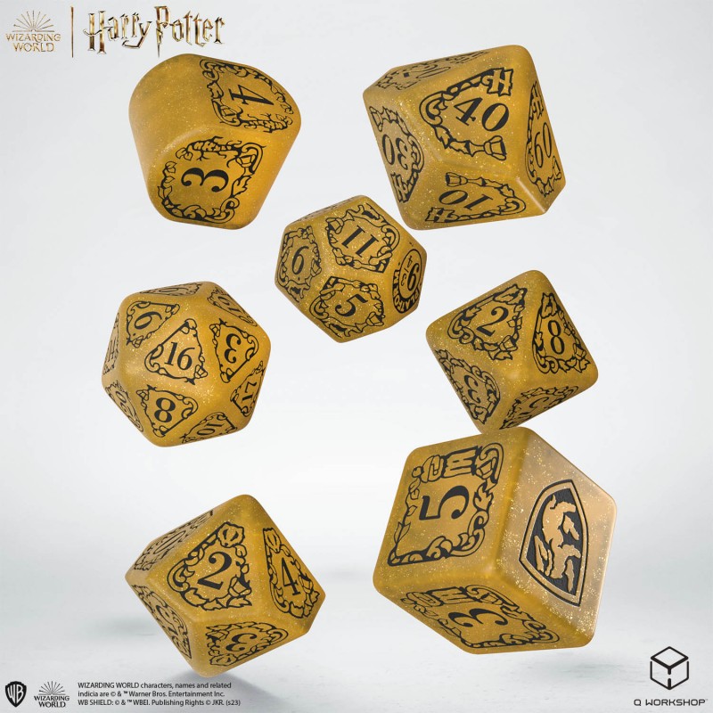 Set Dadi Moderni Harry Potter Tassorosso Giallo Scintillante per RPG e D&D
