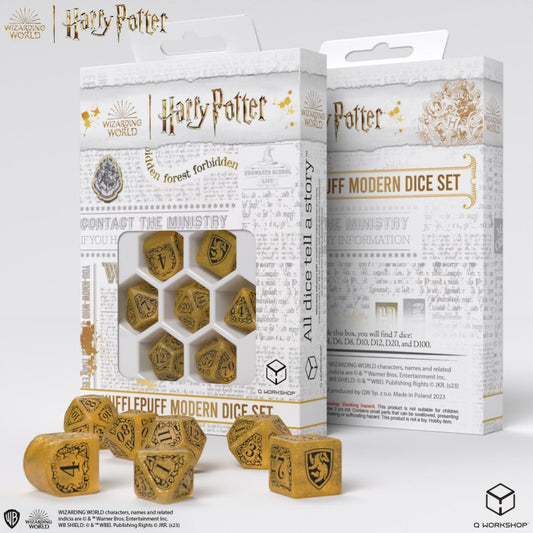 Set Dadi Moderni Harry Potter Tassorosso Giallo Scintillante per RPG e D&D