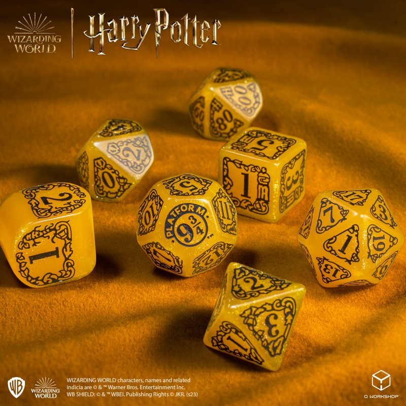Set Dadi Moderni Harry Potter Tassorosso Giallo Scintillante per RPG e D&D