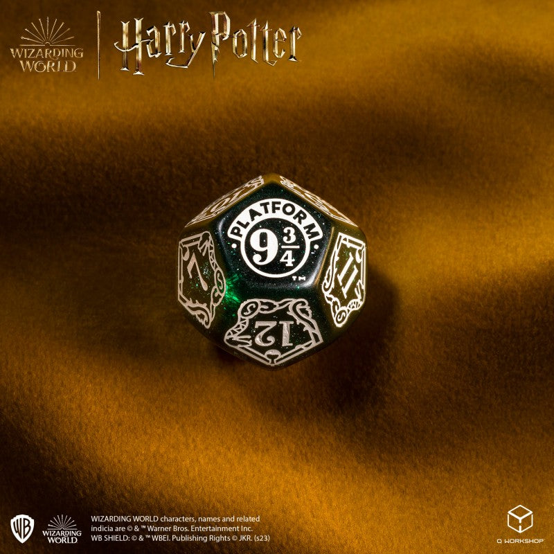 Set Dadi Moderni Harry Potter Serpeverde Verdi Scintillanti con Simboli Magici