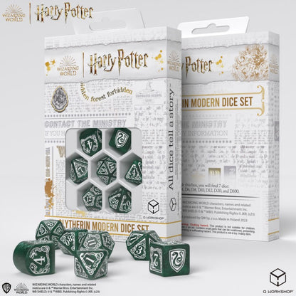 Set Dadi Moderni Harry Potter Serpeverde Verdi Scintillanti con Simboli Magici
