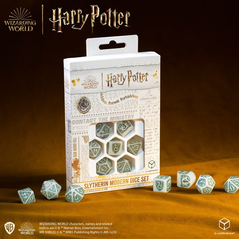 Set Dadi Moderni Harry Potter Serpeverde Bianchi Scintillanti per RPG
