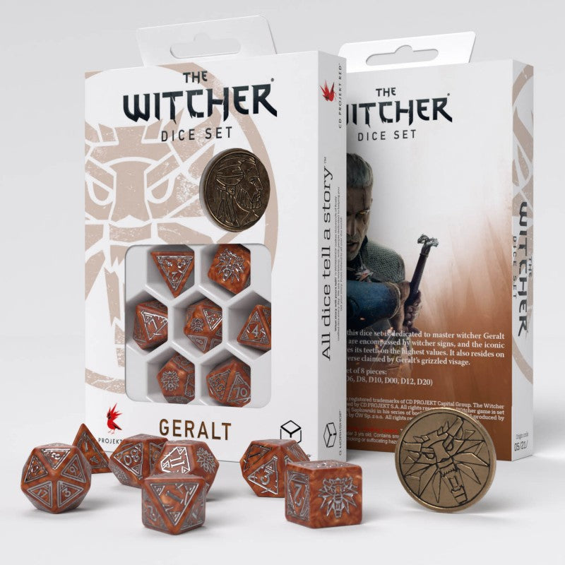 Set Dadi Witcher Geralt Cacciatore di Mostri Q WORKSHOP: Caramello e Argento