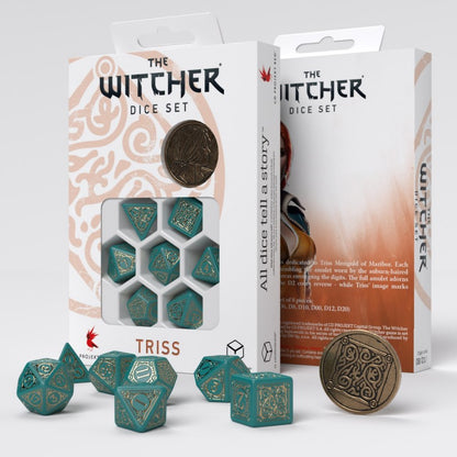 Set Dadi Witcher Triss La Bellissima Guaritrice Turchese Oro Gioco Ruolo