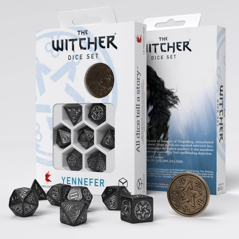 Set Dadi The Witcher Yennefer Stella Ossidiana - Nero Argento per RPG